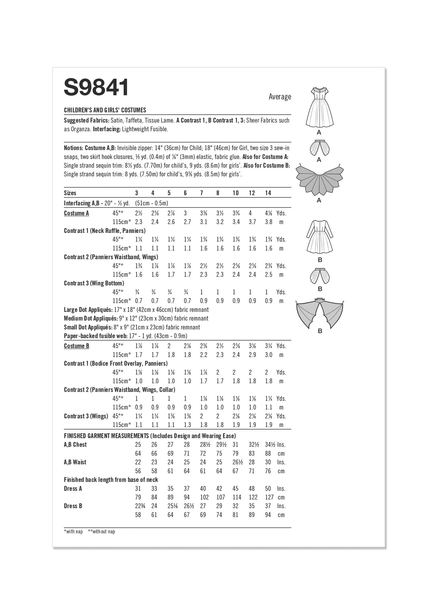 Simplicity Pattern 9841 Child Girl Costume