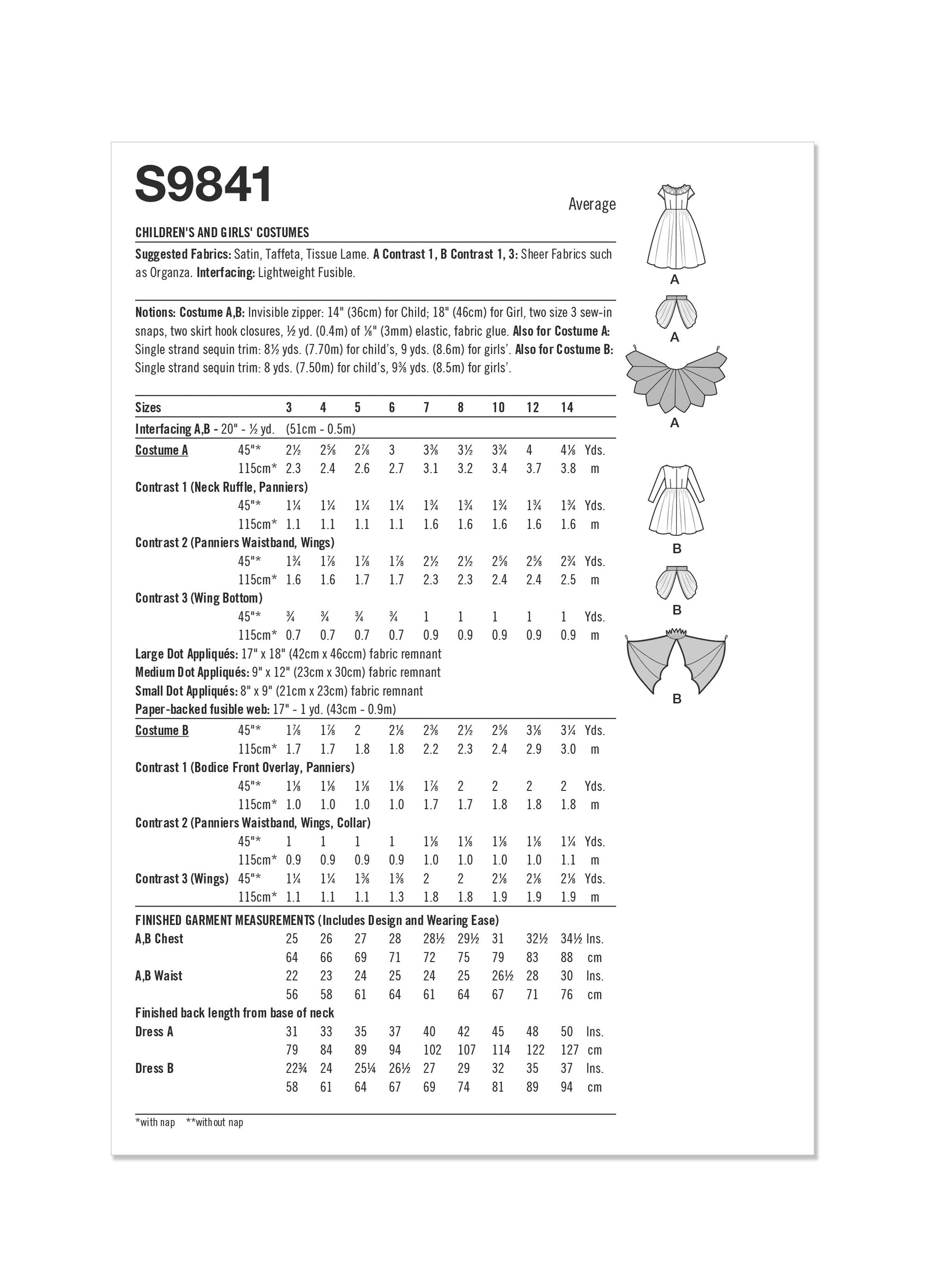 Simplicity Pattern 9841 Child Girl Costume