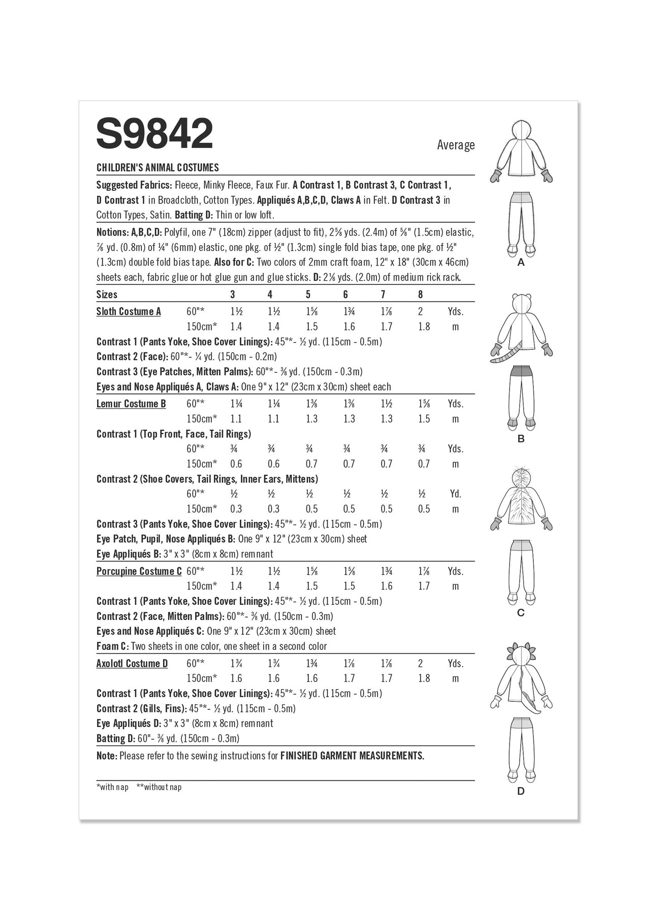 Simplicity Pattern S9842 Child Costume