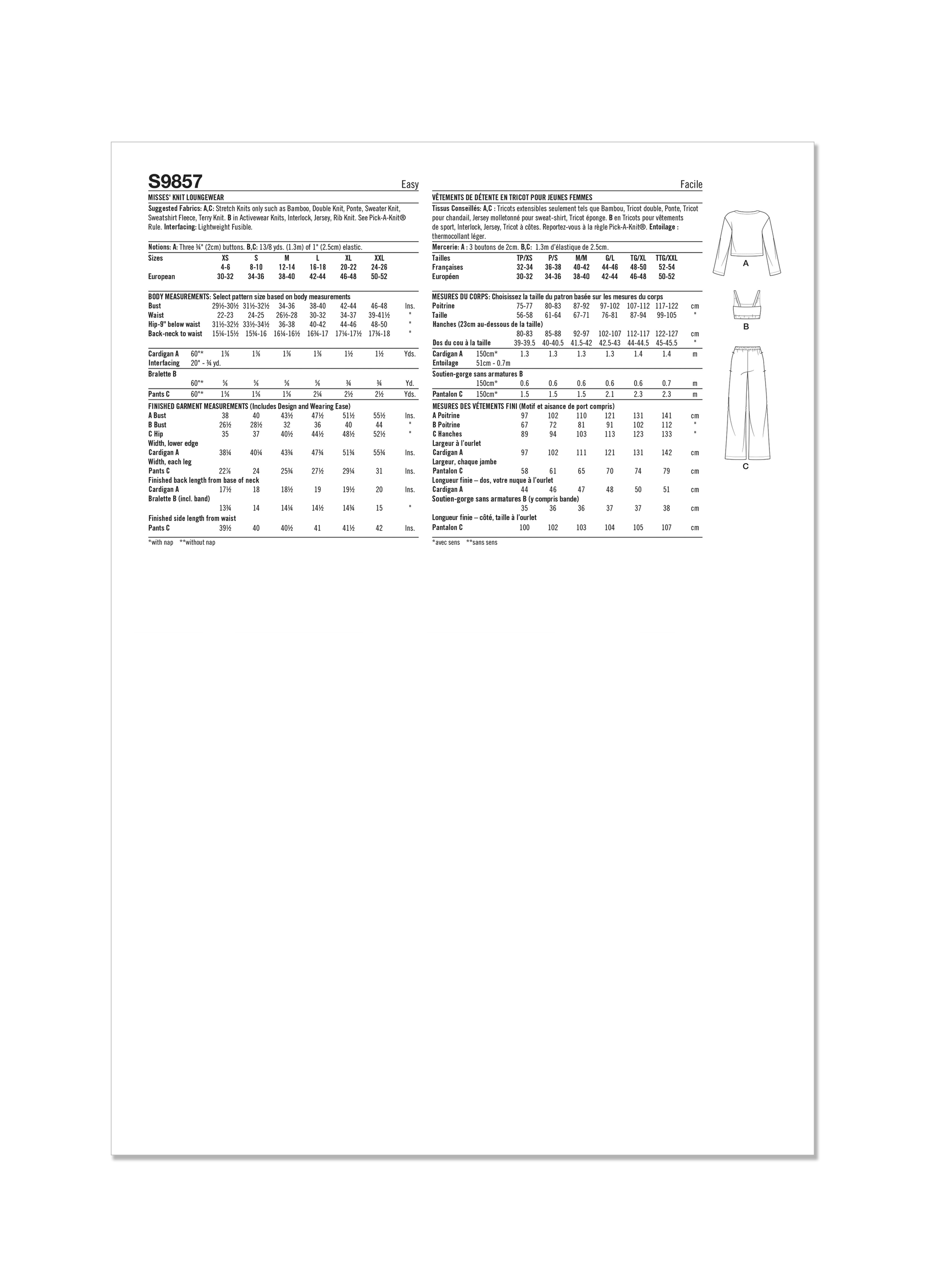 Simplicity Pattern 9857 Misses' Sleepwear