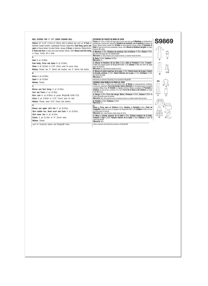 Simplicity Pattern S9869 Doll Clothes