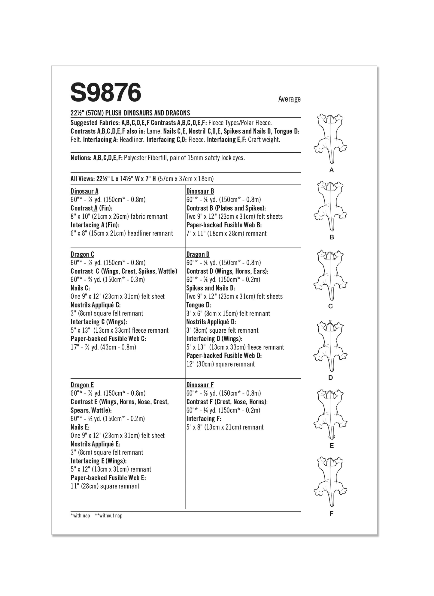 Simplicity Pattern S9876 Stuffed Craft