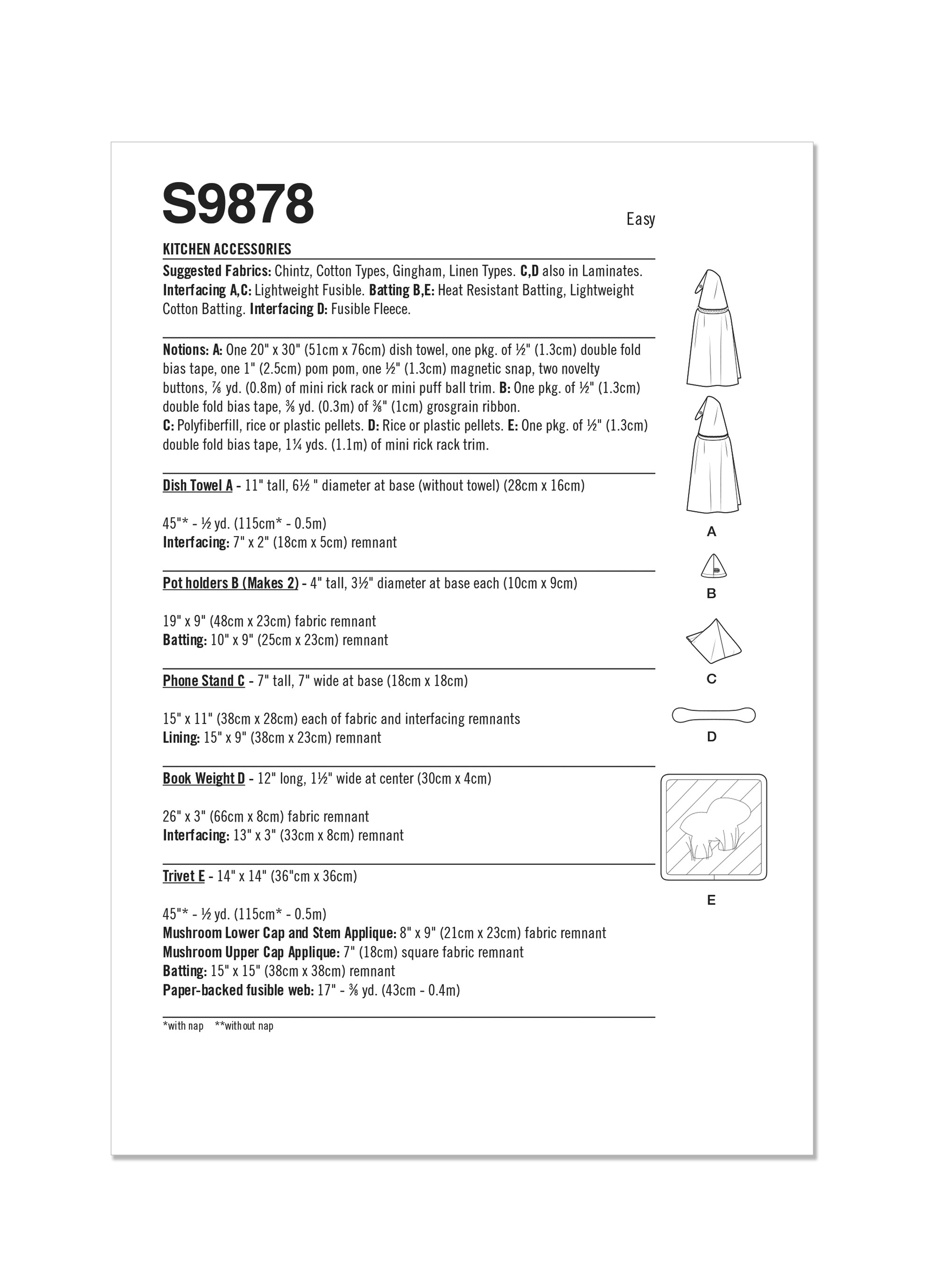 Simplicity Pattern S9878 Kitchen Home Decor