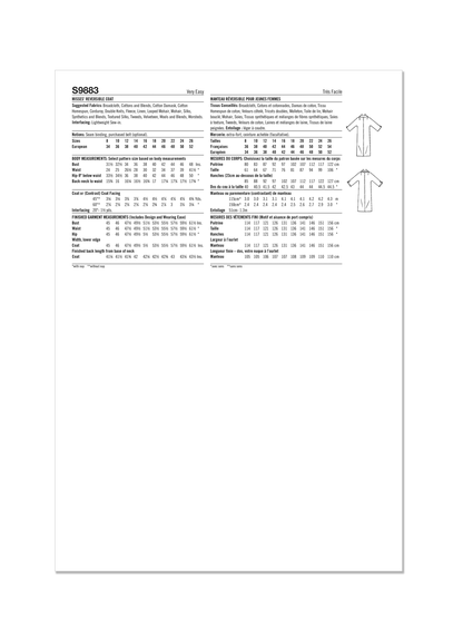 Simplicity Pattern S9883 Misses' Jacket Coat