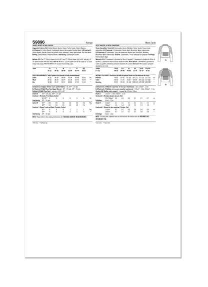 Simplicity Pattern S9896 Unisex Jacket Coat