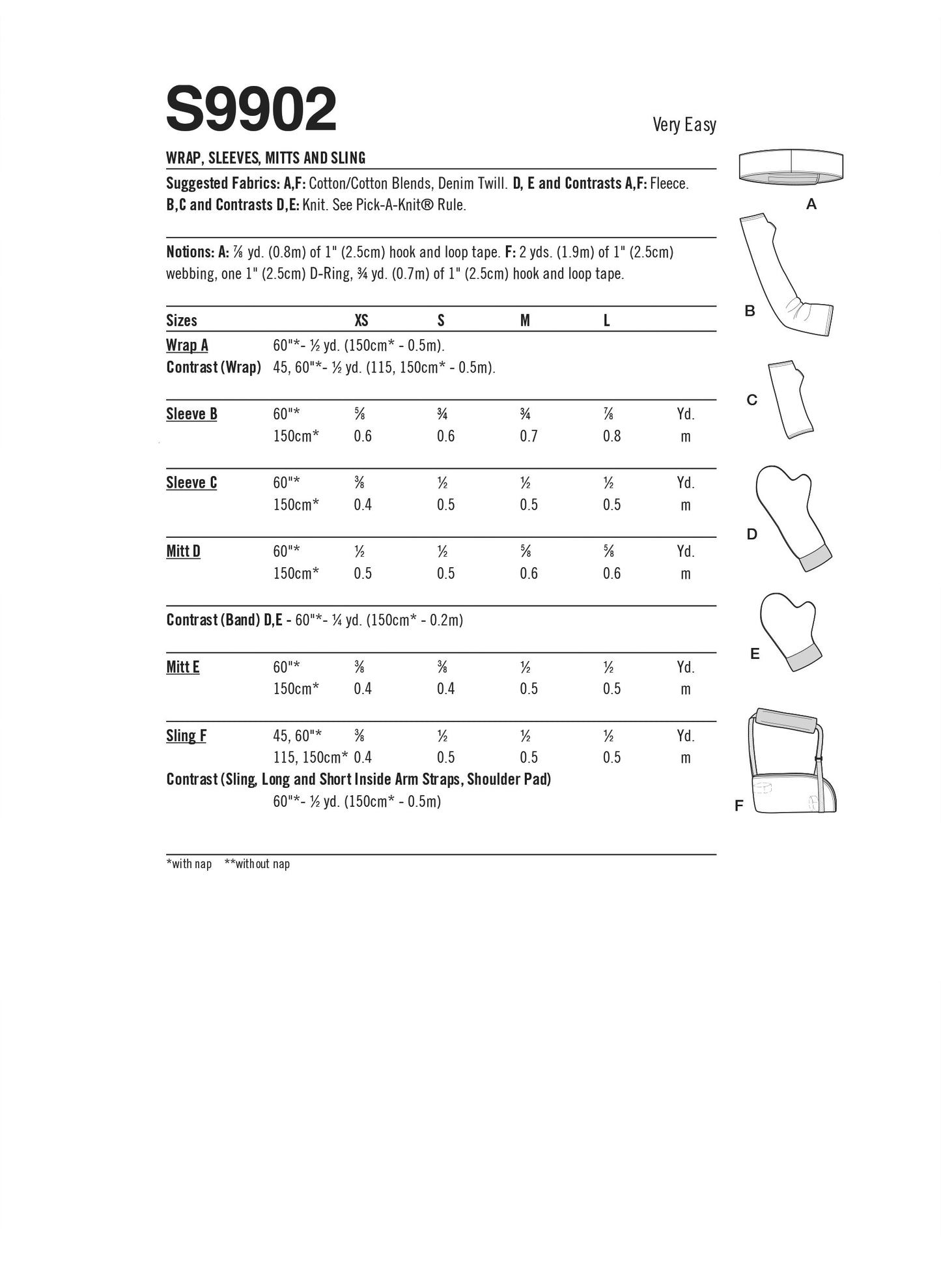 Simplicity Pattern S9902 Wrap Sleeves & Mitt