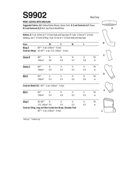 Simplicity Pattern S9902 Wrap Sleeves & Mitt