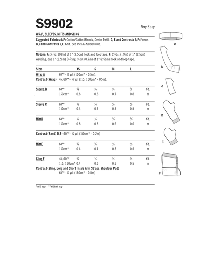 Simplicity Pattern S9902 Wrap Sleeves & Mitt