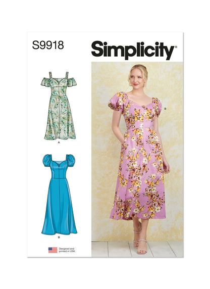 Simplicity Pattern 9918 Misses' Dress with Sleeve and Length Variations