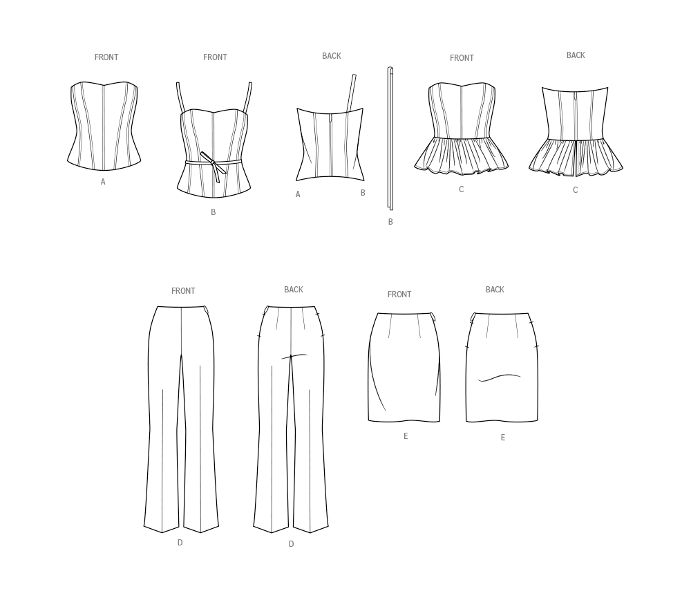 Simplicity Pattern 9927 Misses' Corsets, Pants and Skirt