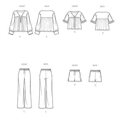 Simplicity Pattern 9928 Misses' Lounge Tops, Pants and Shorts