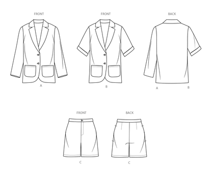 Simplicity Pattern 9930 Children's, Teens' and Adults' Blazers and Shorts