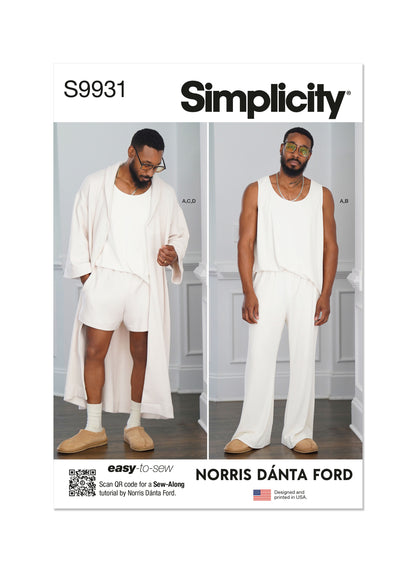 Simplicity Patte9931rn 9931 Men's Robe, Knit Tank Top, Pants and Shorts