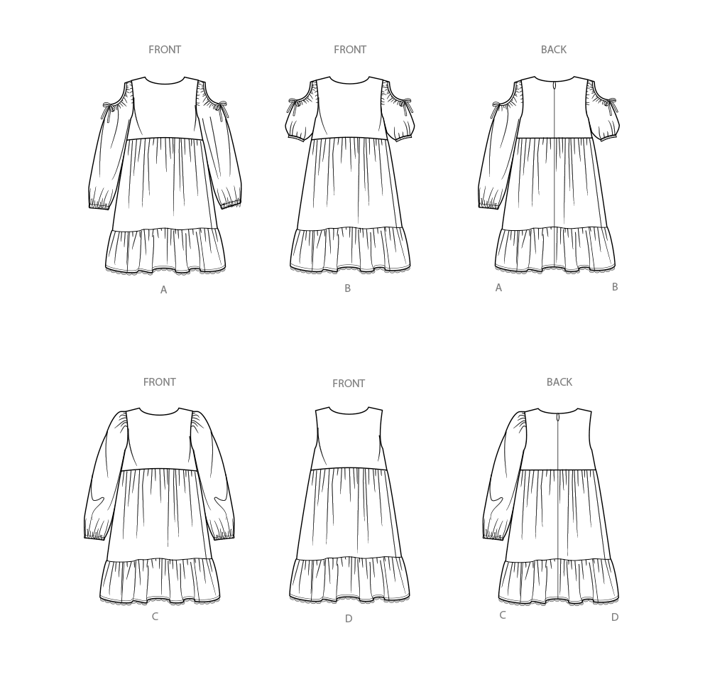 Simplicity Pattern 9933 Children's and Girls' Dress with Sleeve Variations