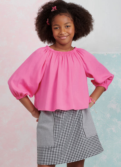 Simplicity Pattern 9934 Girls' Tops and Skirts