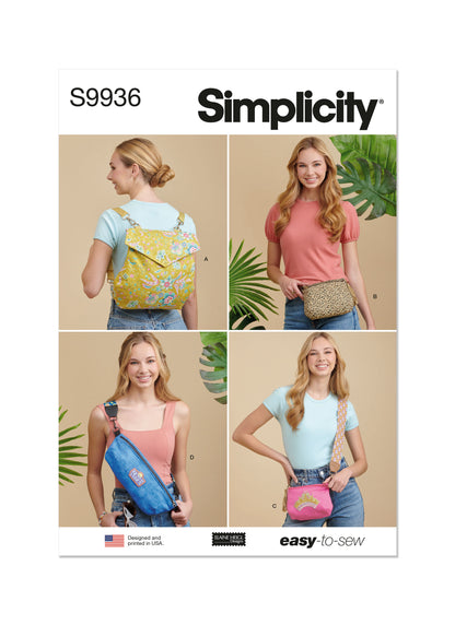 Simplicity Pattern 9936 Backpack, Bags and Purse