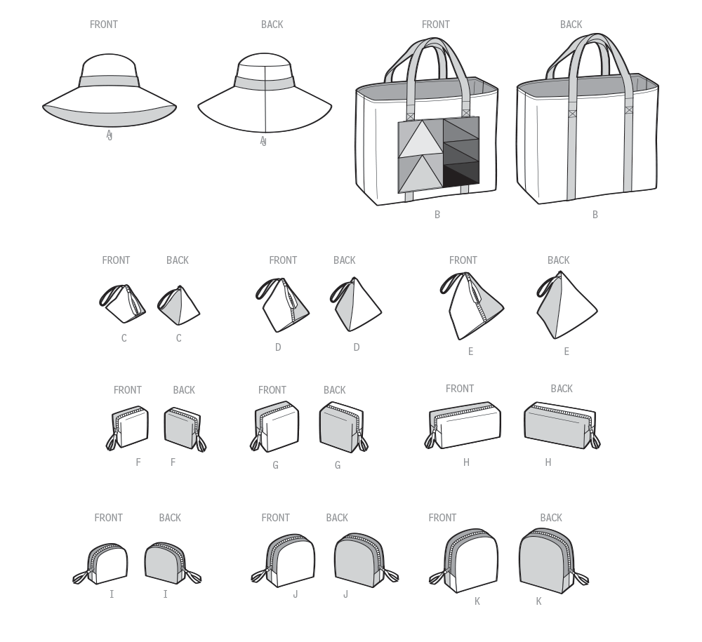 Simplicity Pattern 9937 Hat, Tote Bag and Zipper Cases