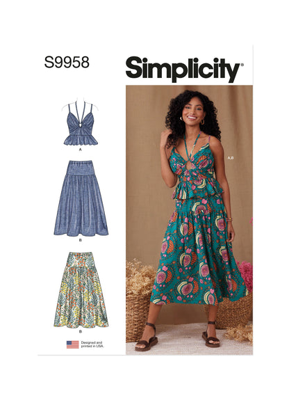 Simplicity Pattern 9958 Misses' Top and Skirt