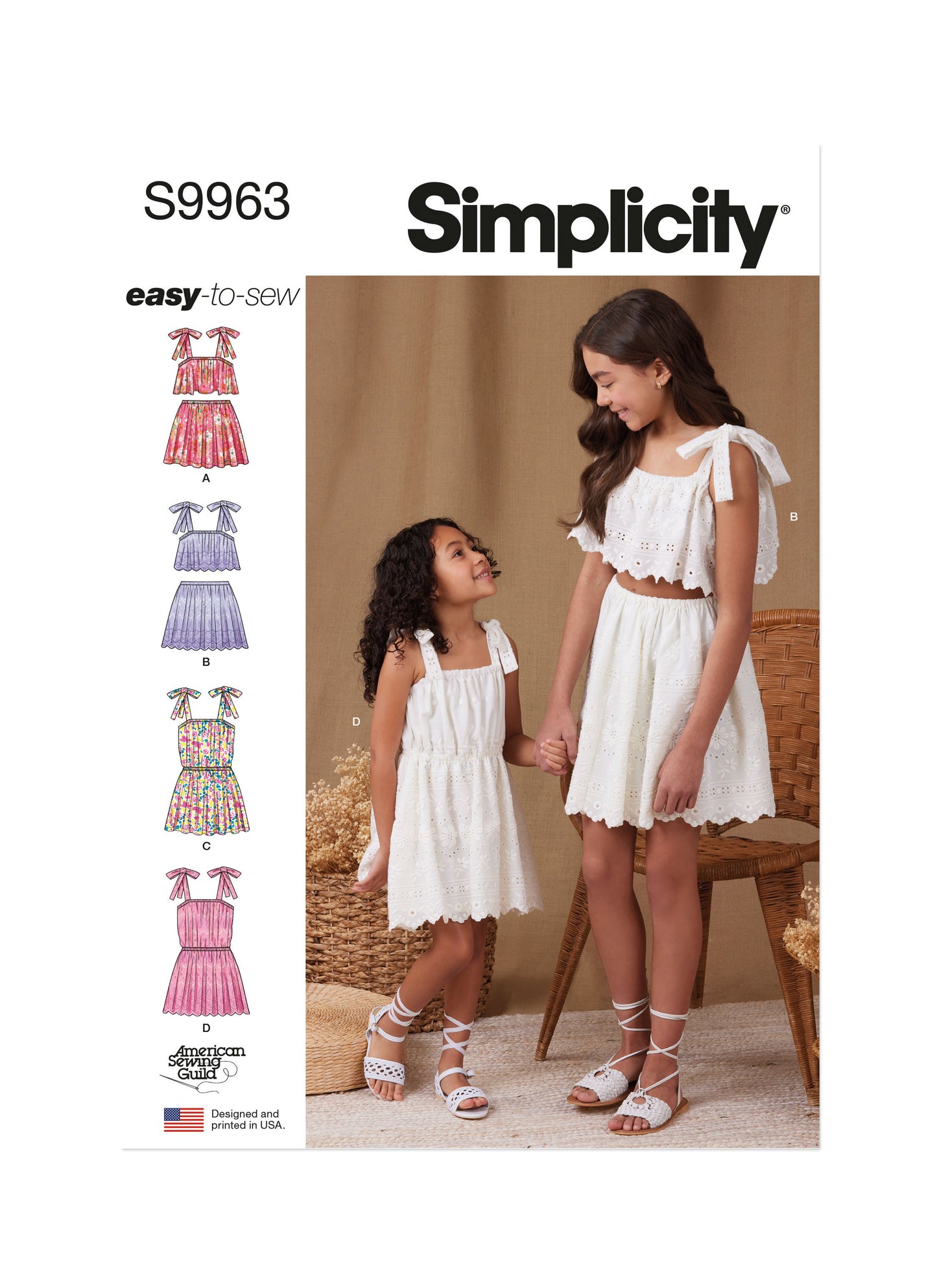 Simplicity Pattern 9963 Children's and Girls Tops, Skirts, and Dresses