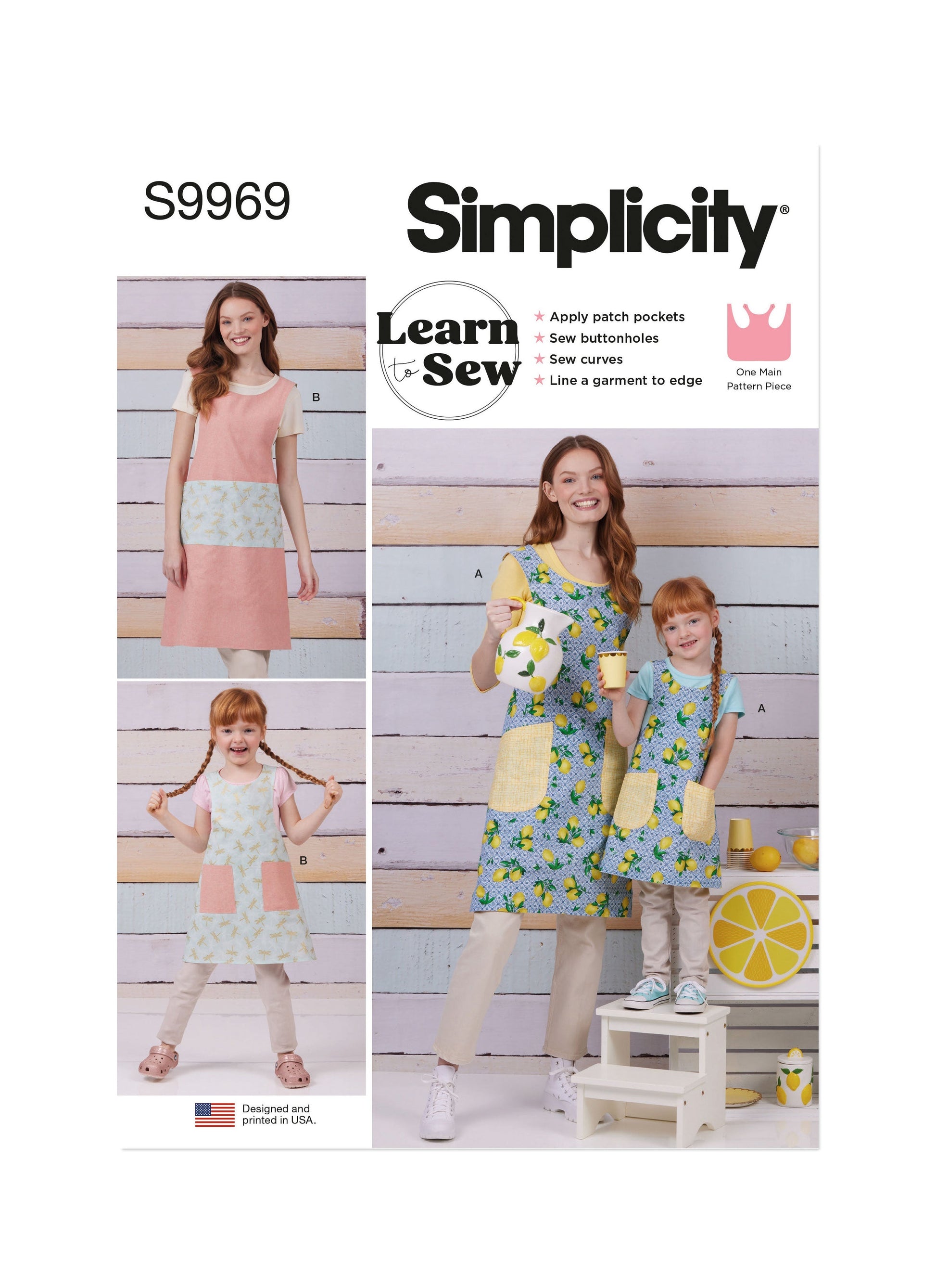 Simplicity Pattern 9969 Children's and Misses' Reversible Aprons