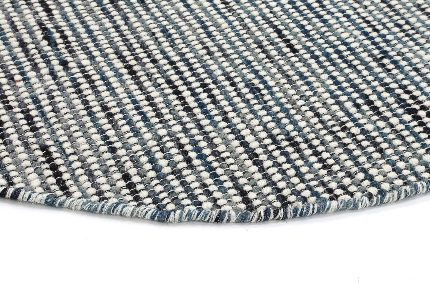 Skandi Ingrid Teal Round Wool Rug
