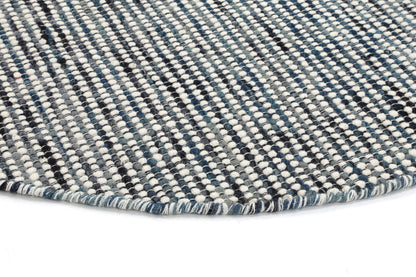 Skandi Ingrid Teal Round Wool Rug