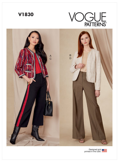 Voguepattern V1830  Misses' Jacket and Pants