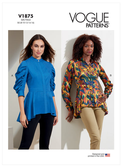 Vogue Pattern V1875 Misses' Tops