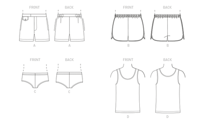 Vogue Pattern V1897 Men's Swimsuits and Tank Top