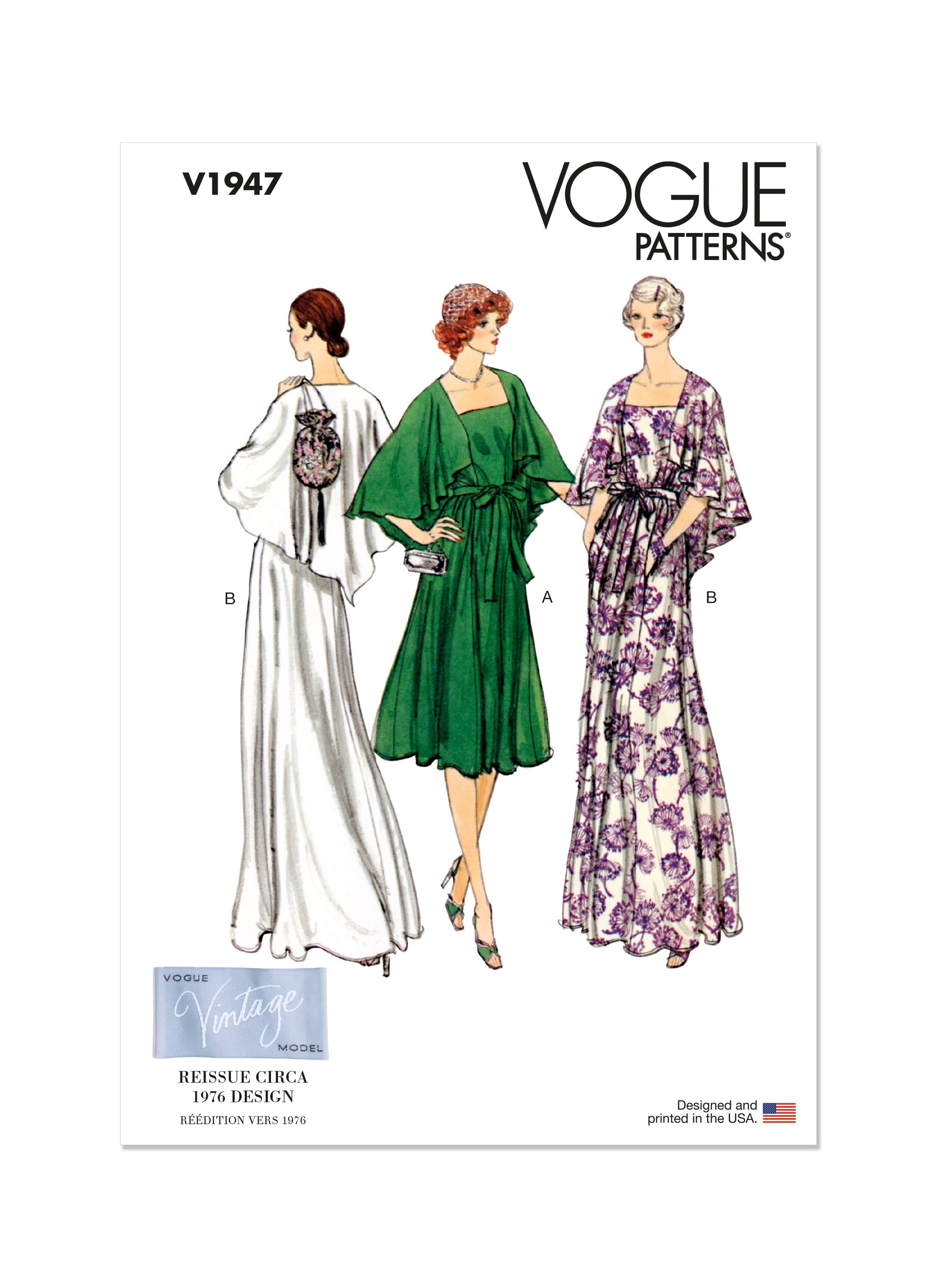 Vogue V1947 Misses' Evening Dress Vintage 1970's