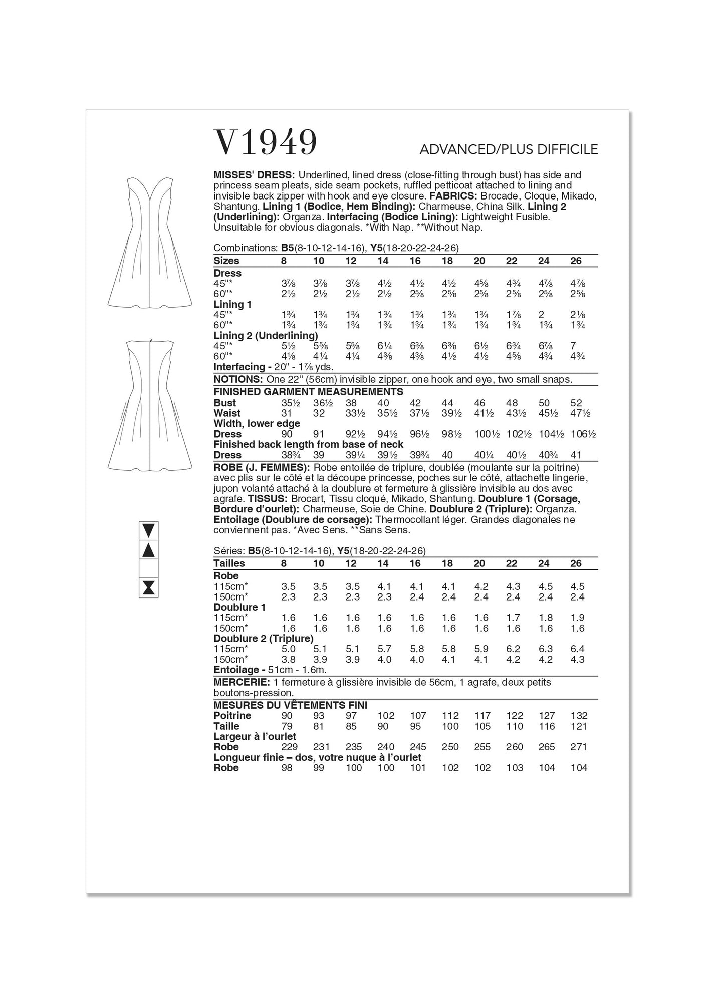 Vogue Pattern V1949 Misses Dress