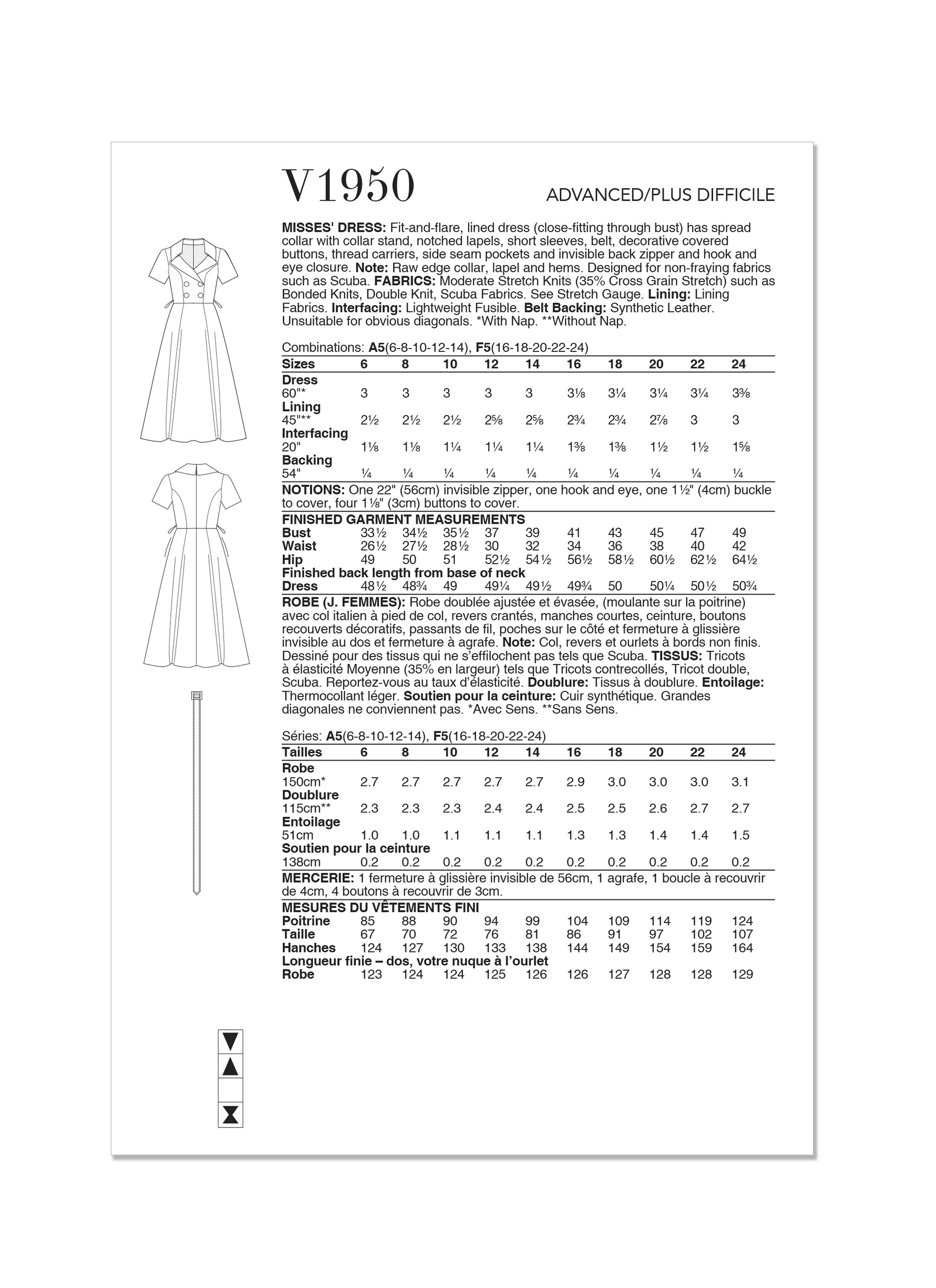 Vogue Pattern V1950 Misses Dress