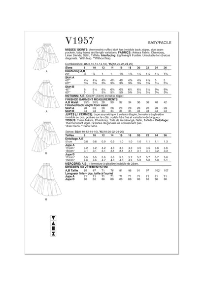 Vogue Pattern V1957 Misses Skirt/Pants