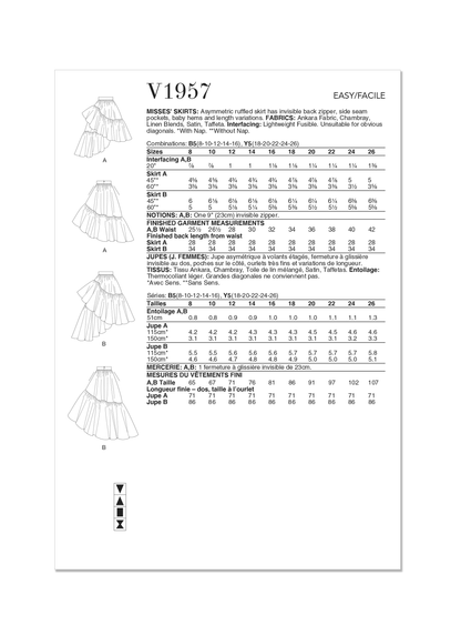 Vogue Pattern V1957 Misses Skirt/Pants