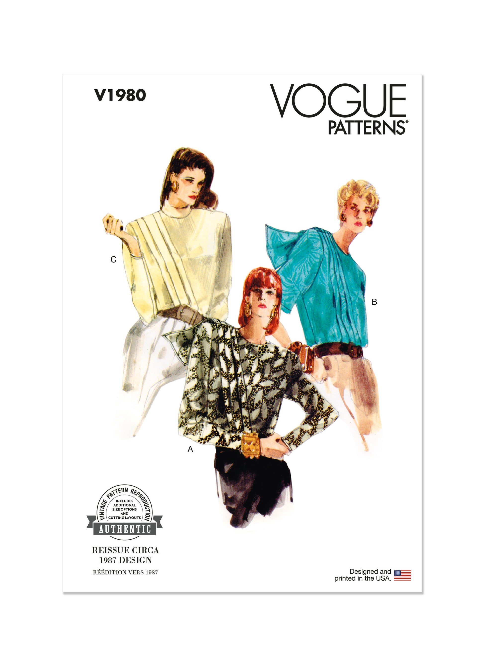 Vogue Pattern V1980 Misses' Top/Vest