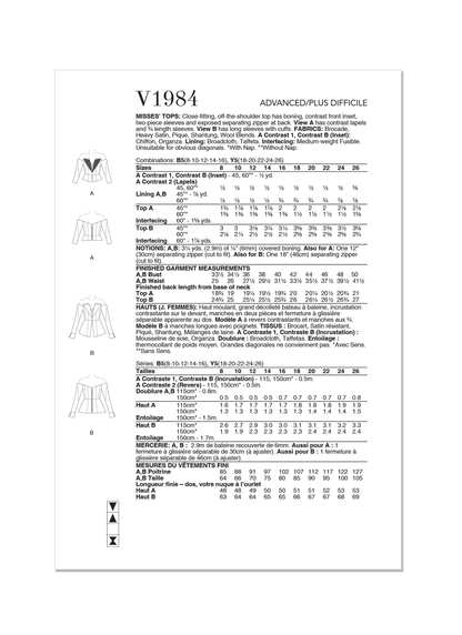 Voguepattern V1984 Misses' Top/Vest