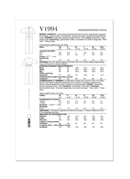 Voguepattern V1994 Misses' Jumpsuit