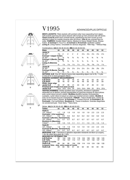 Vogue Pattern V1995 Men/Boy Jacket