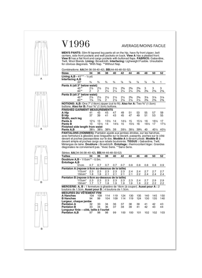 Voguepattern V1996 Men/Boy Skirt/Pants