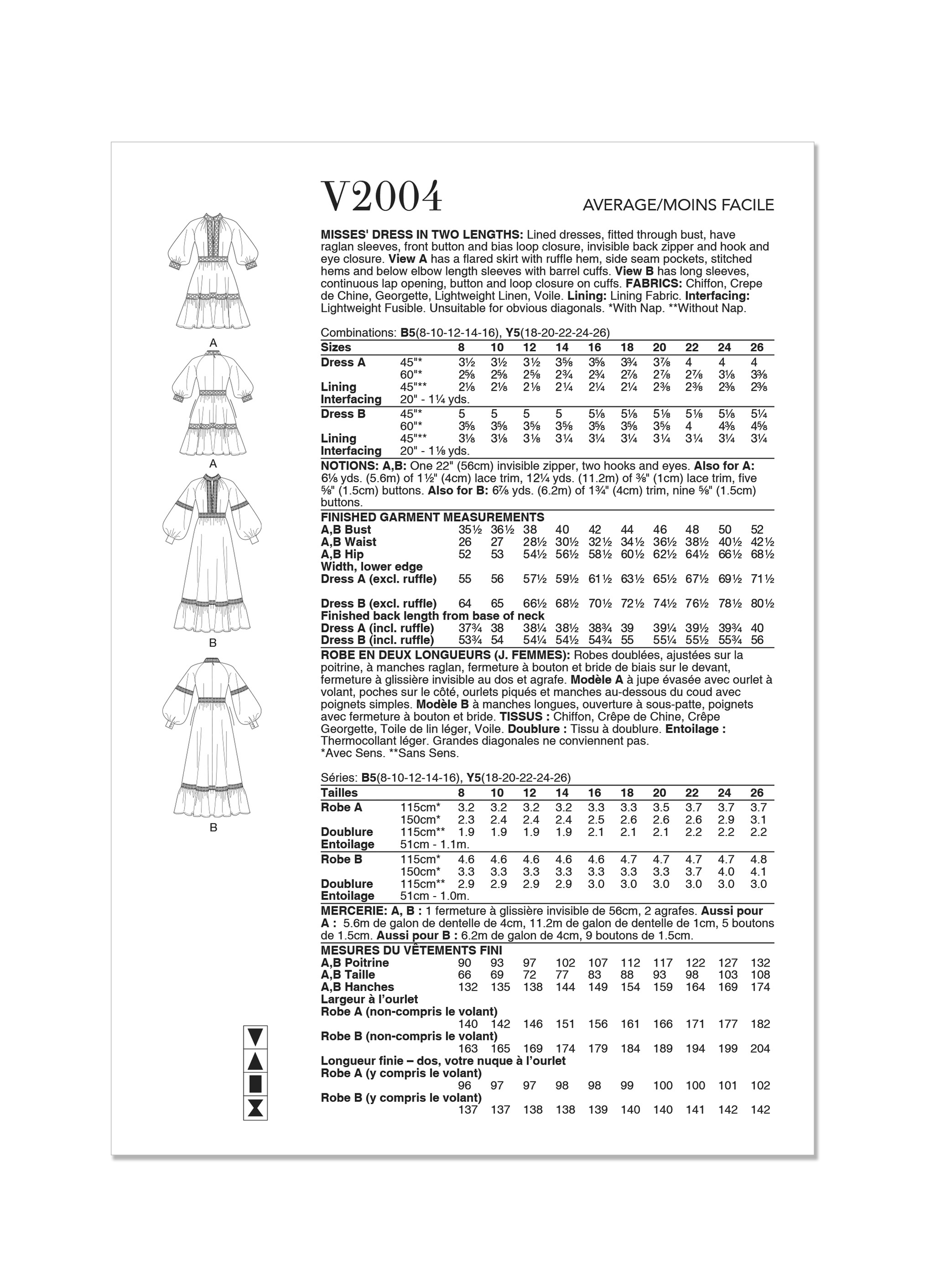 Vogue Pattern V2004 Misses' Dress