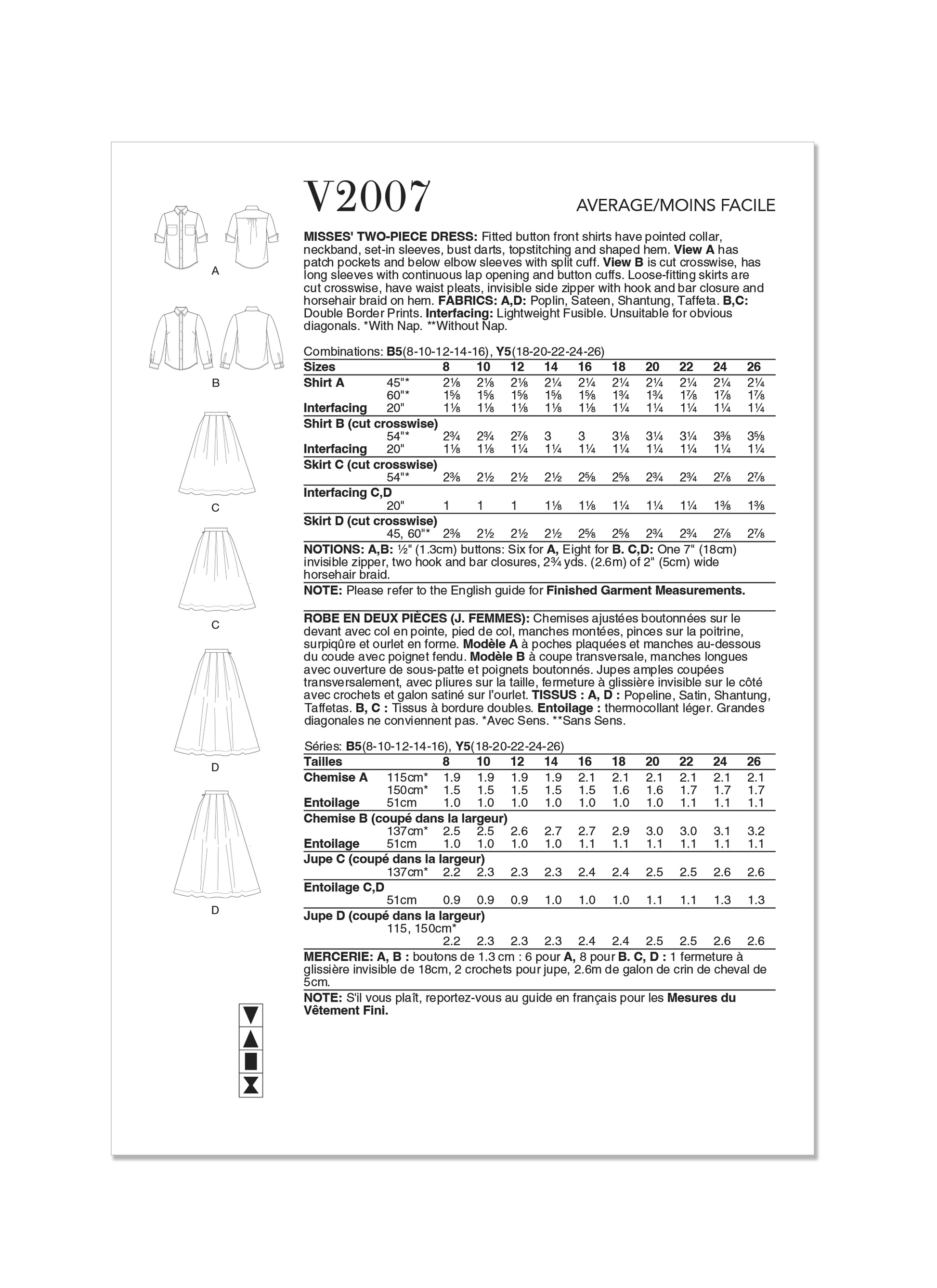 Vogue Pattern V2007 Misses' Dress