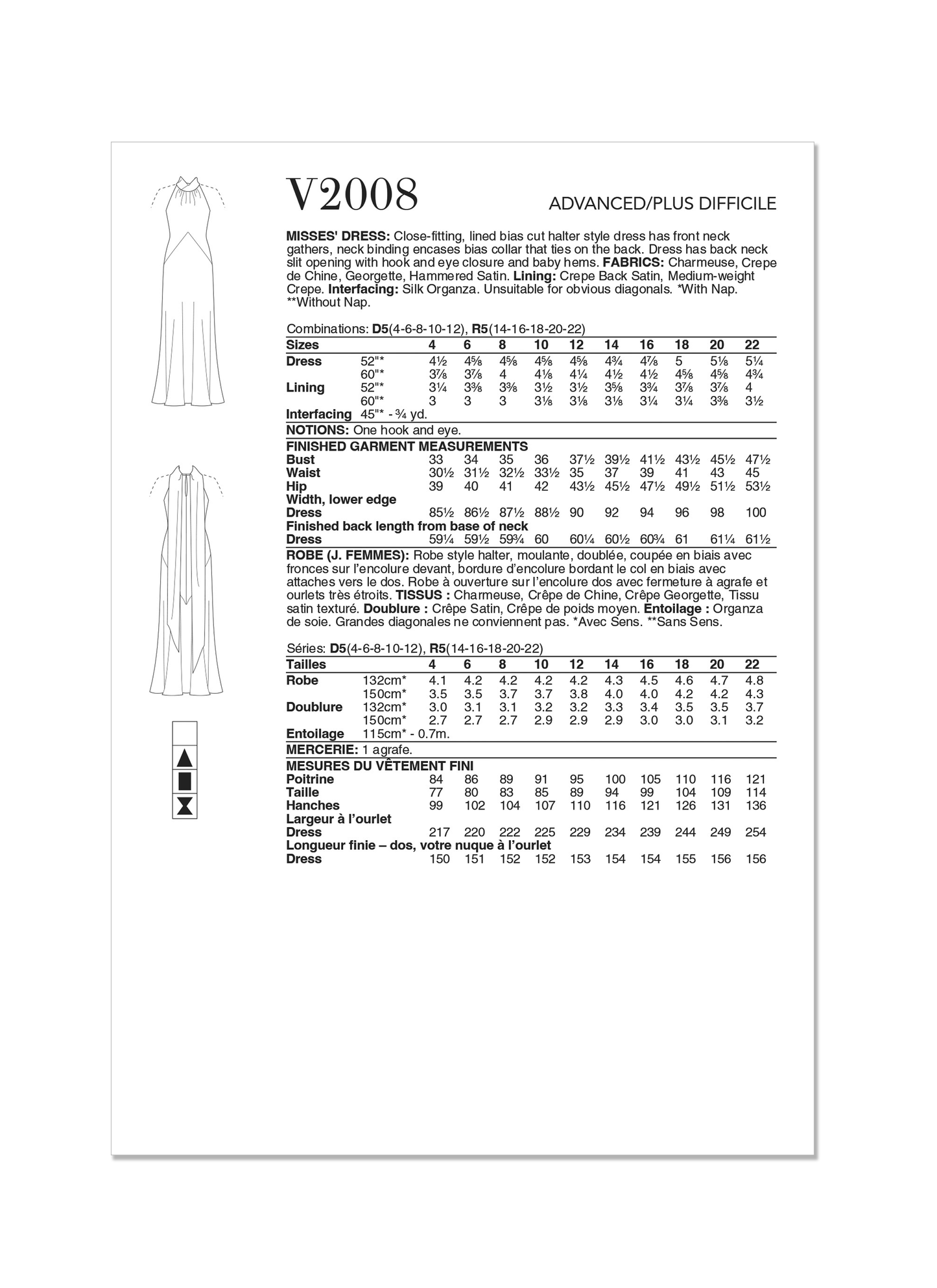 Vogue Pattern V2008 Misses' Special Occasion