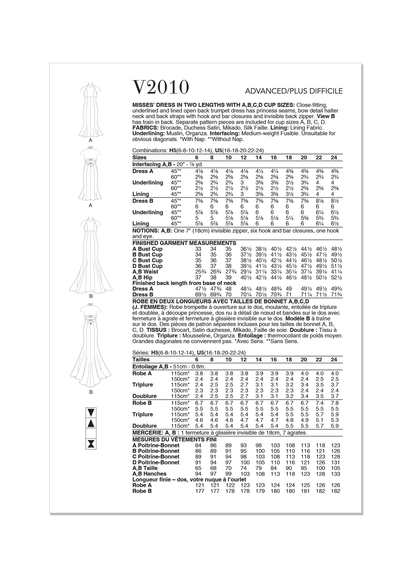 Vogue Pattern V2010 Misses' Dress in Two Lengths