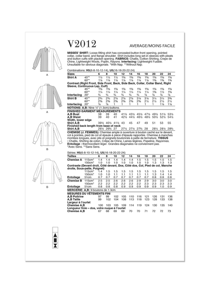 Vogue Pattern V2012 Misses' Top Vest