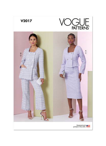 Vogue Pattern V2017 Misses' Jacket in Two Lengths, Skirt and Pants