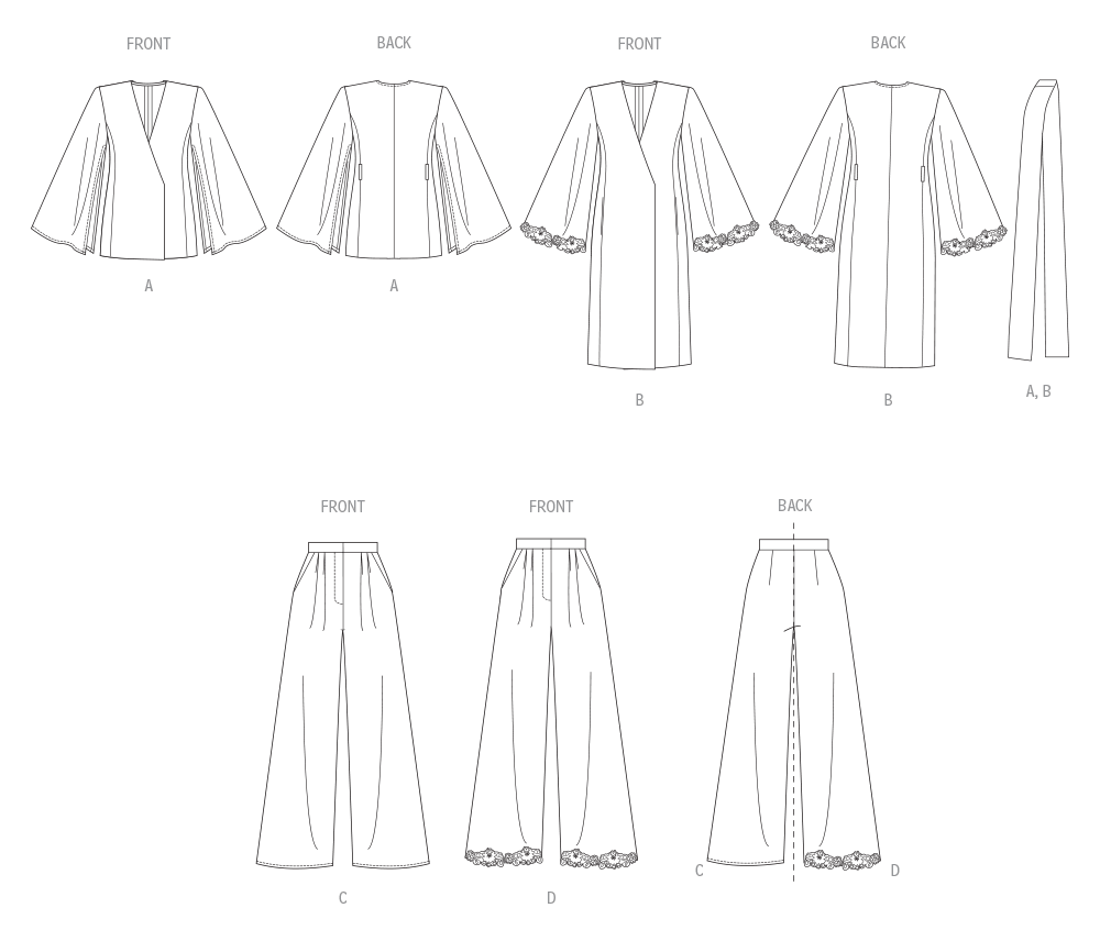 Vogue Pattern V2020 Misses' Lounge Top, Robe and Pants