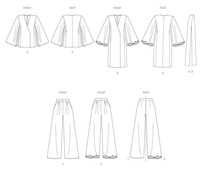 Vogue Pattern V2020 Misses' Lounge Top, Robe and Pants