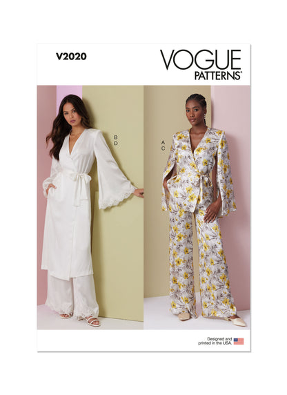 Vogue Pattern V2020 Misses' Lounge Top, Robe and Pants