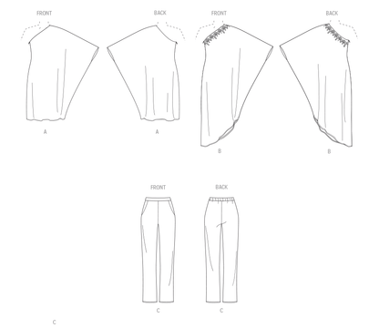 Vogue Pattern V2021 Misses' One Shoulder Dress and Pants