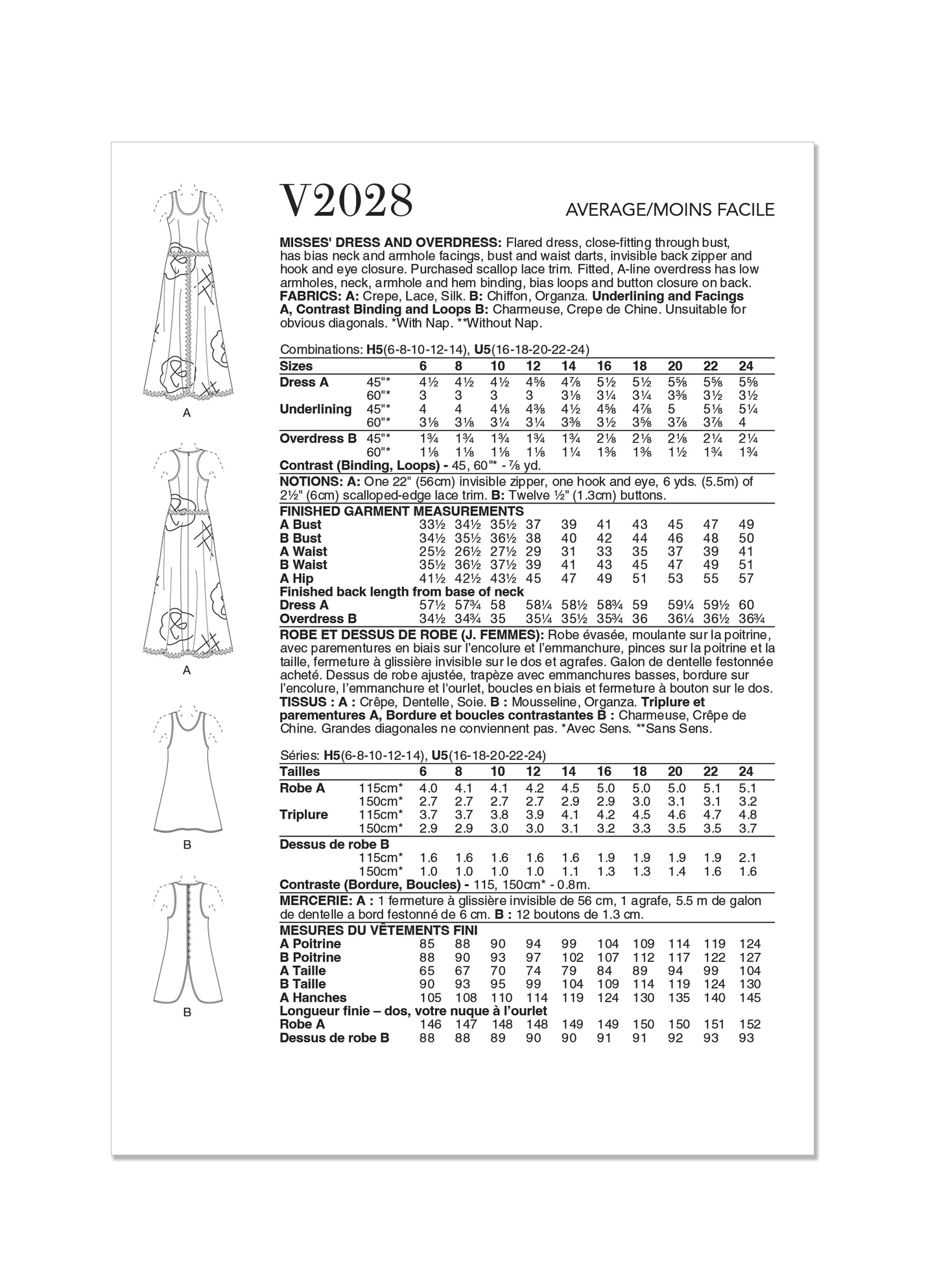 Vogue Pattern V2028 Misses' Dress